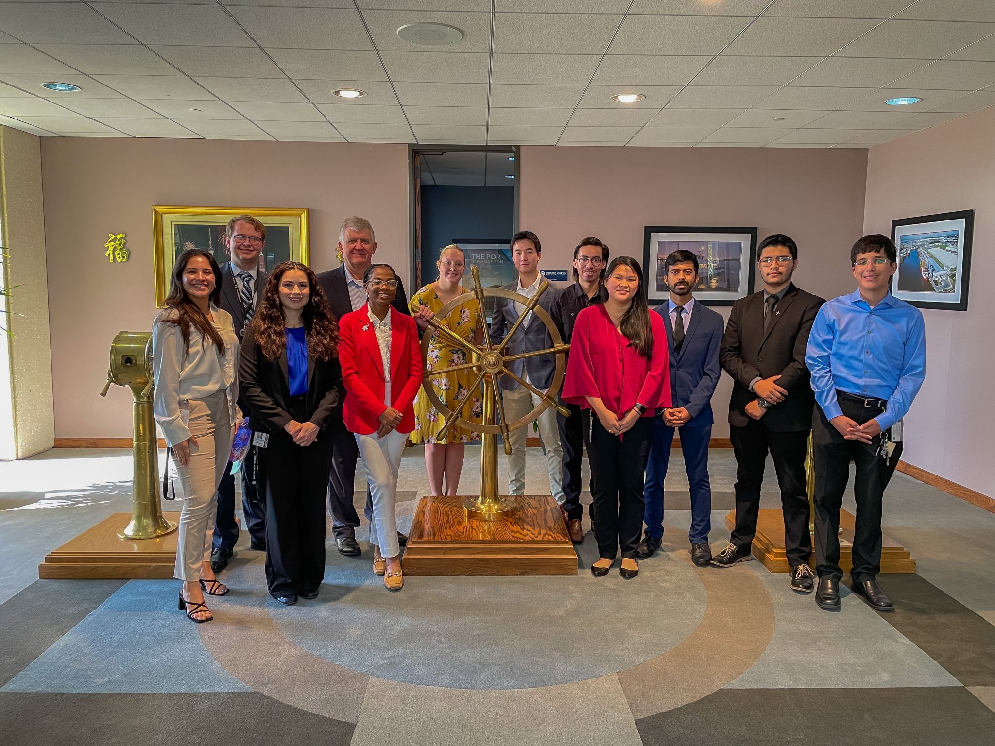 2022 Interns gathering with Roger Guenther after Portcommission meeting