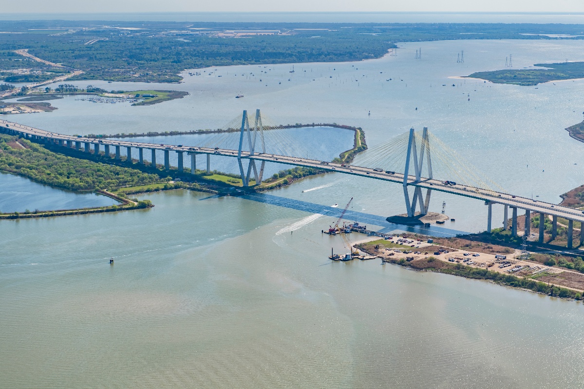 Aerial of Fred Hartman Bridge-1