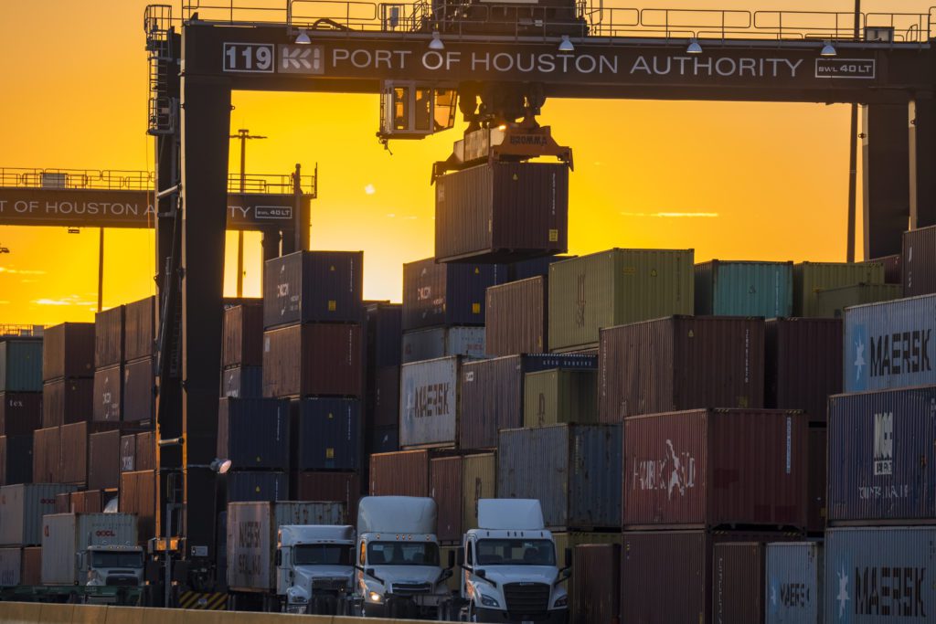 Truck being loaded at Bayport Container Terminal