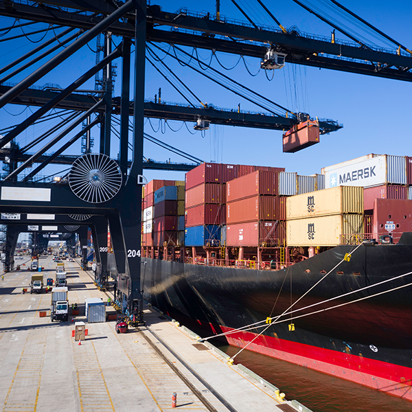 Containers unloaded at Bayport
